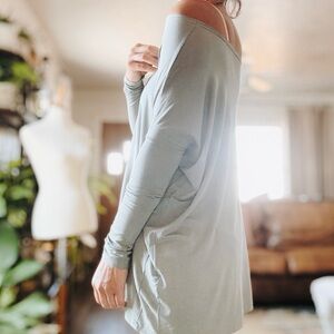 Sage Green Yoga Meditation Lounge Top Batwing Long Sleeve Tunic